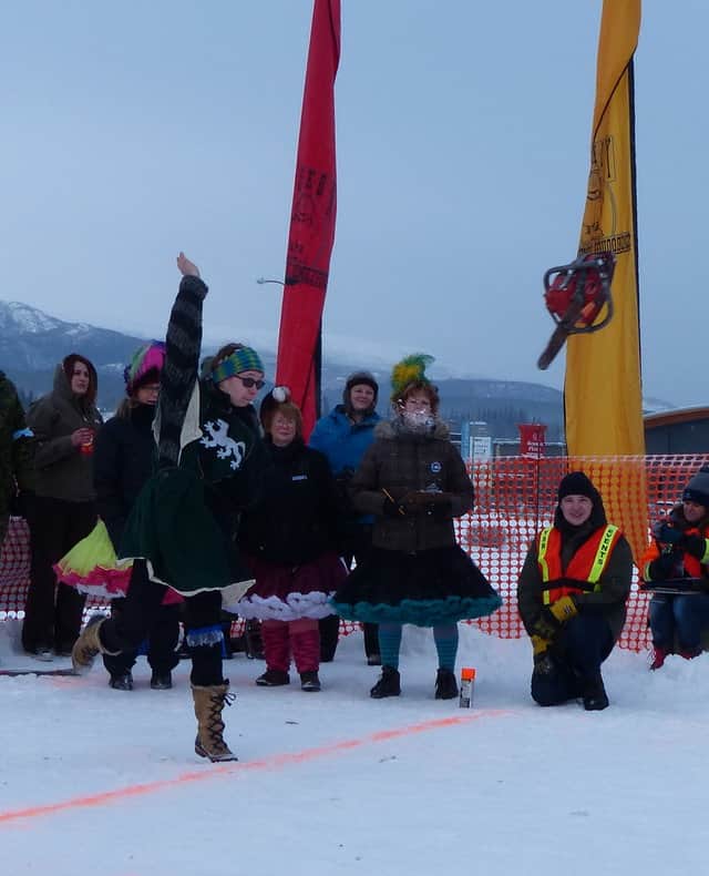 Nicole Grove at the Yukon Sourdough Rendezvous’ Madam Trapper competition