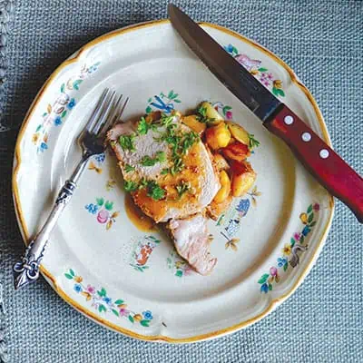 Roast pork with apples and rosemary