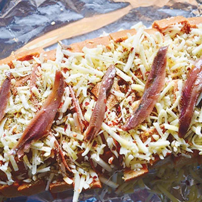 Pull-apart salami and anchovy bread