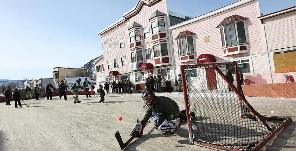 Dawson City Street Hockey Tournament during Thaw Di Gras weekend