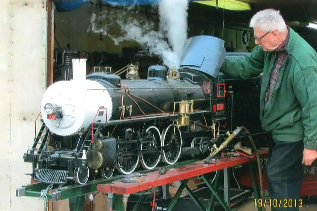 Ted with his steam engine