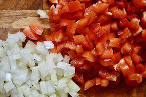 Finely chopped peppers & onions