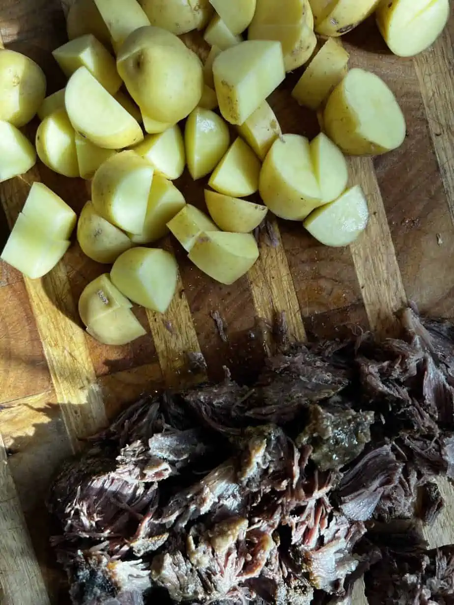 Shredded beef and potato