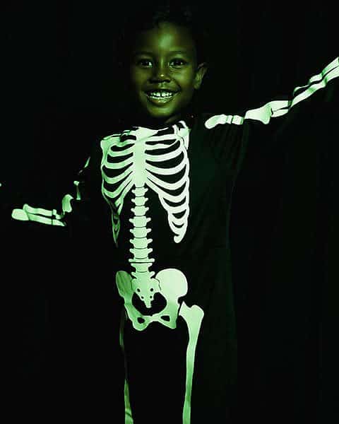 A person in a skeleton costume