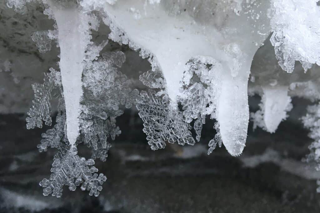 Ice crystals and icicles