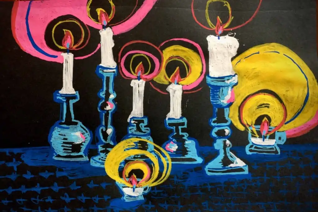 A painting of candles