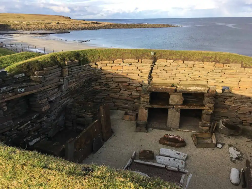 The Neolithic settlement of Skara Brae on a sunny November morning