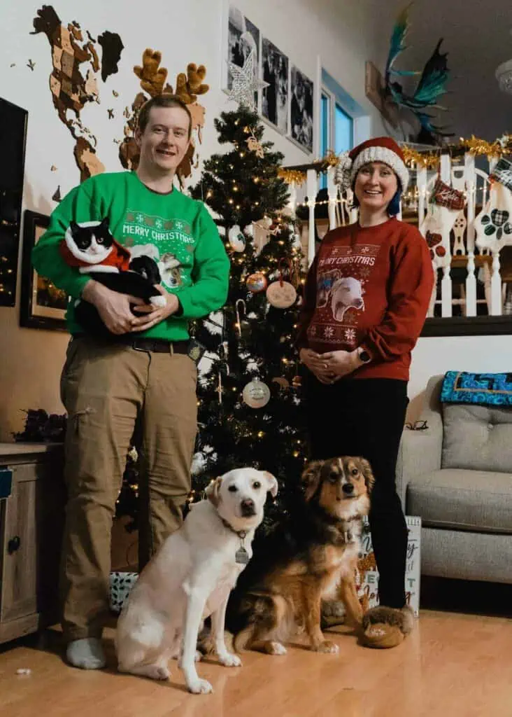 A family portrait at Christmas