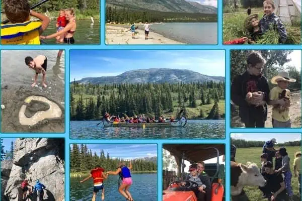 A collage of various summer camp activities