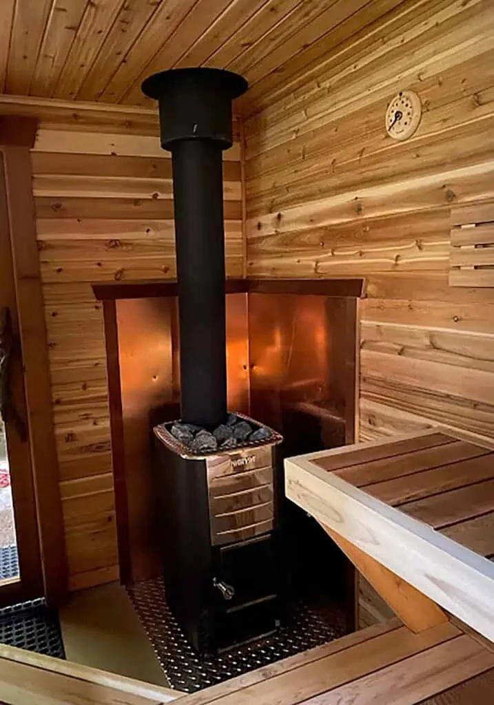 The portable sauna’s heat source