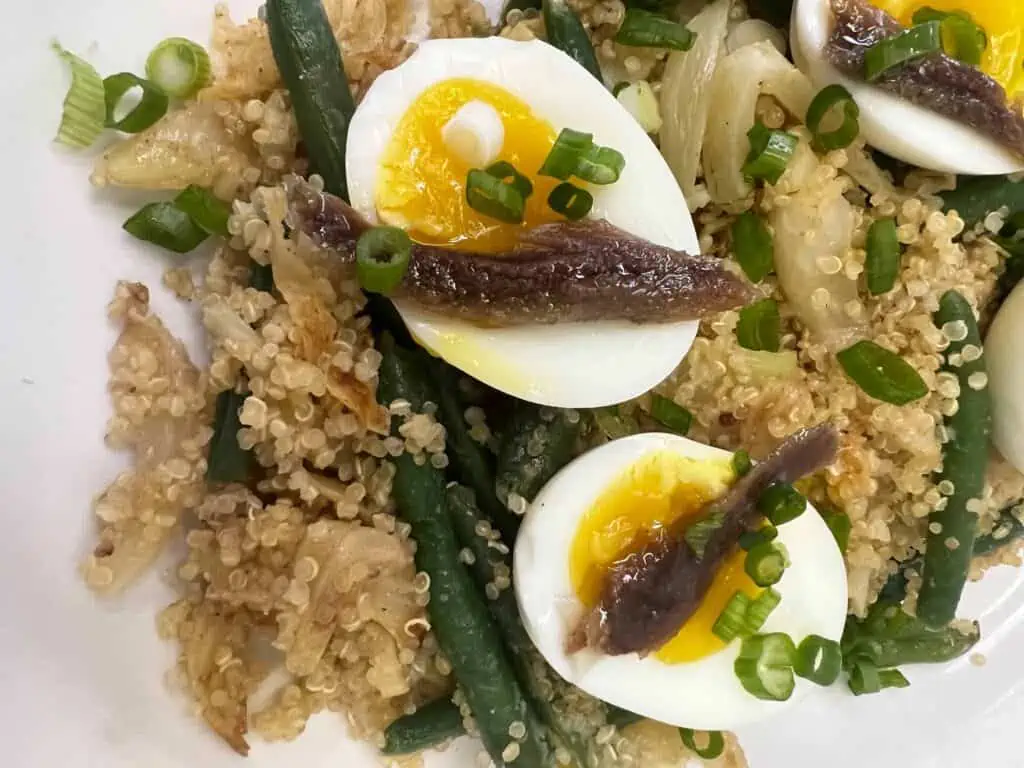 Fennel, Green Beans and Quinoa With Eggs and Anchovies