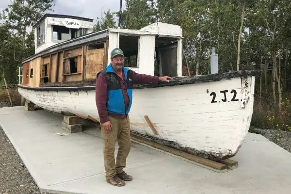 Jamie Toole with the Sibilla in Carcross in September 2022.