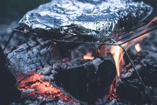 A campfire for cooking