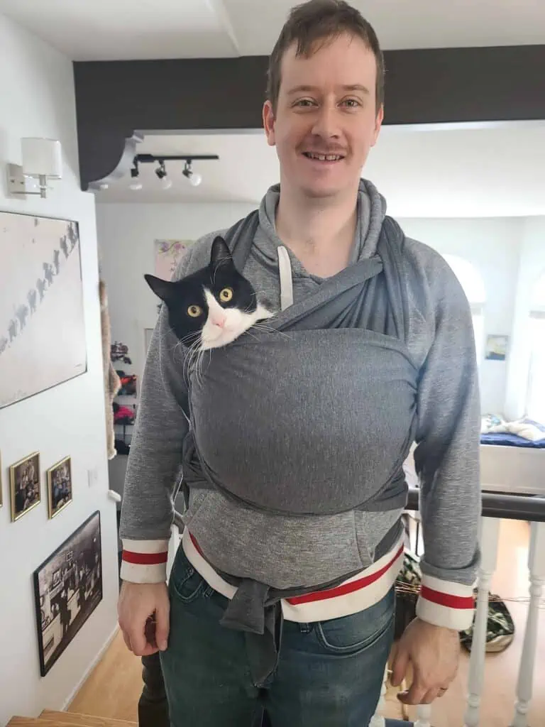 A man and a cat