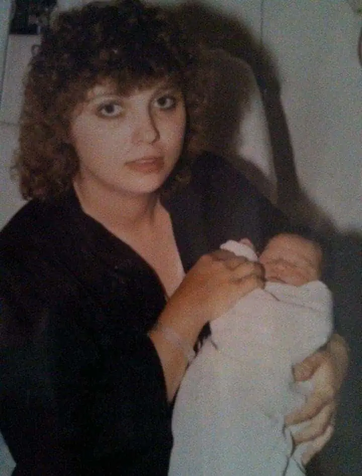 Elsie as a baby with her mom