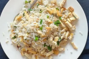 Fried Rice With Garlic, Tofu And Scallions