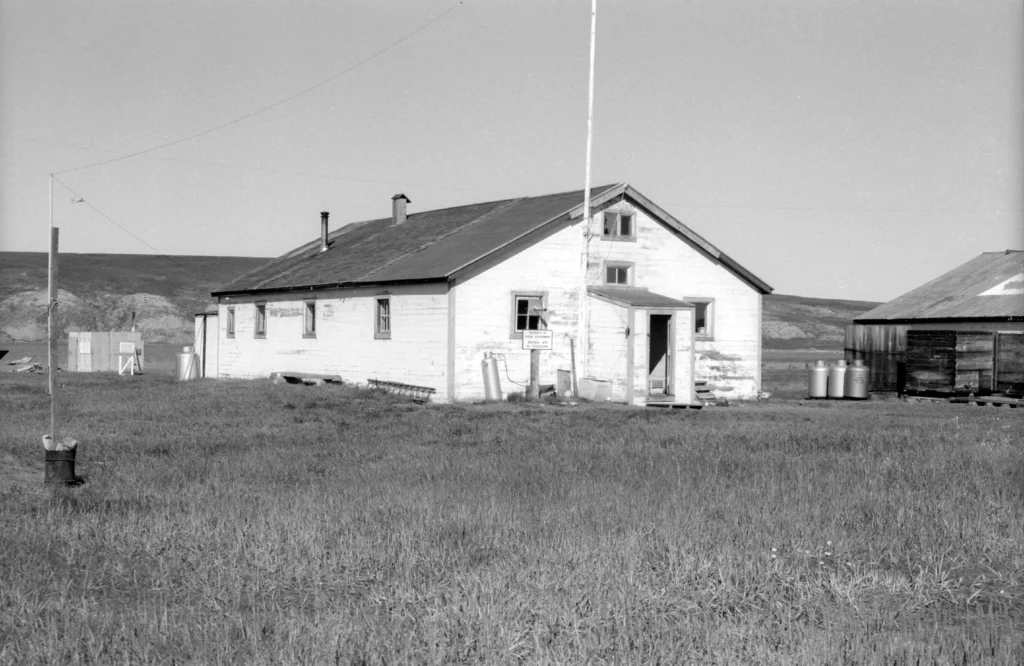 The state of the Community House the first summer that the Yukon Historic Sites Unit was on-site, 1987